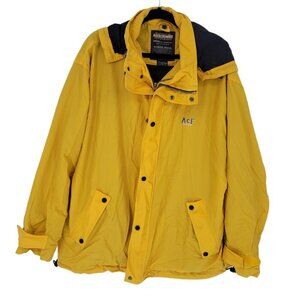 Abercrombie and fitch Mens Large yellow nylon double zip hooded jacket y2k 90s